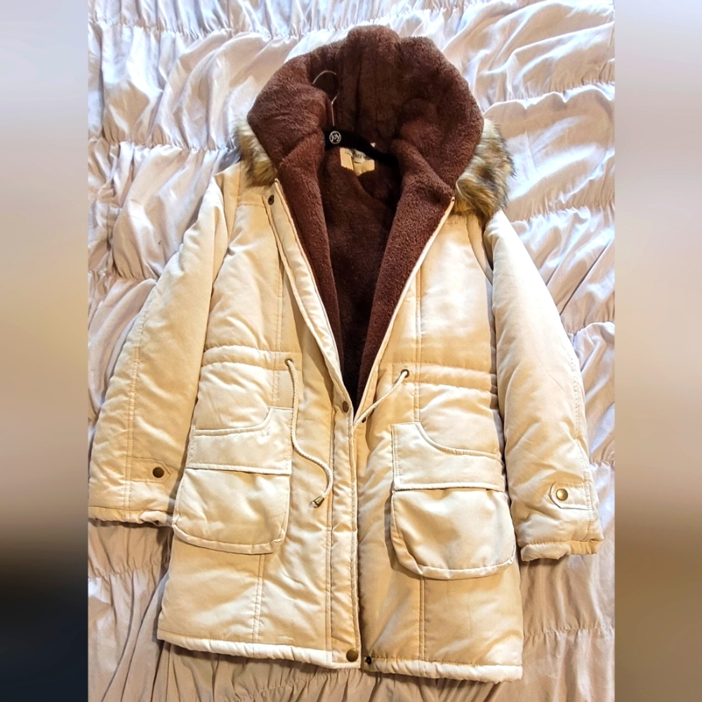 Grace Karin Womens Winter Coat Hooded Fleece w/ Faux Fur (L)